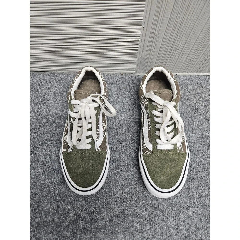 Vans Old Skool Boys 6Y Green White Suede Skate Sneaker Lace‎ Up Retro Shoes
